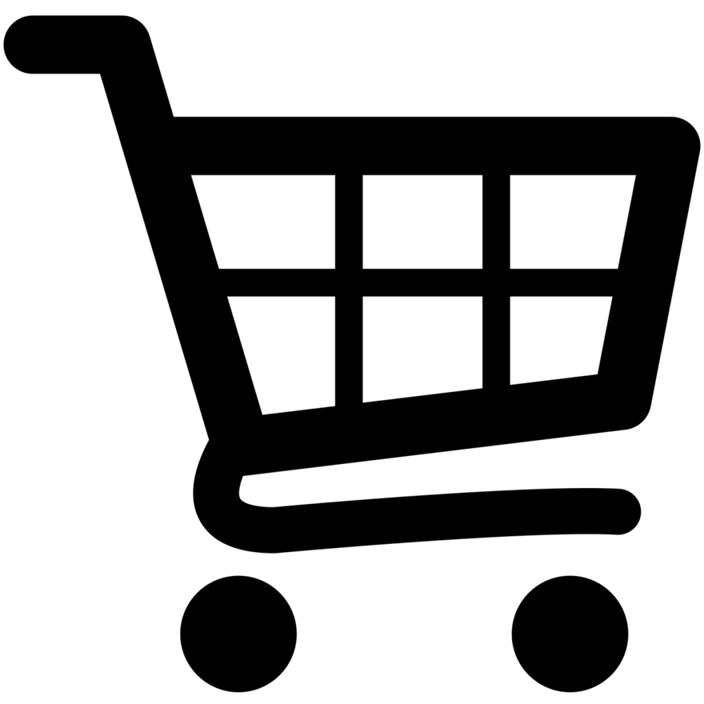 Plain black shopping cart icon on a white background